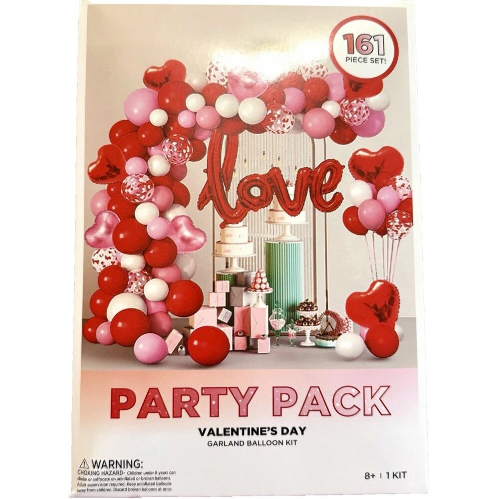 LOVE Party Pack Heart Garland Balloon Kit Aluminum, Latex, Rose Petals Red/Pink